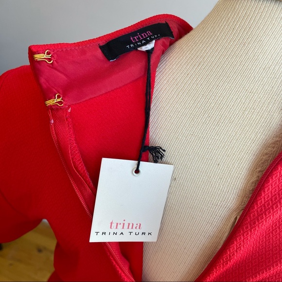 NWT- Trina Turk Campari Red Choker Dress, 6 - Picture 4 of 13